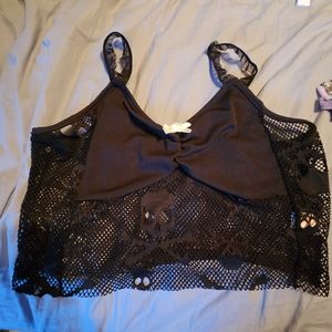 NWOT skull mesh crop cami